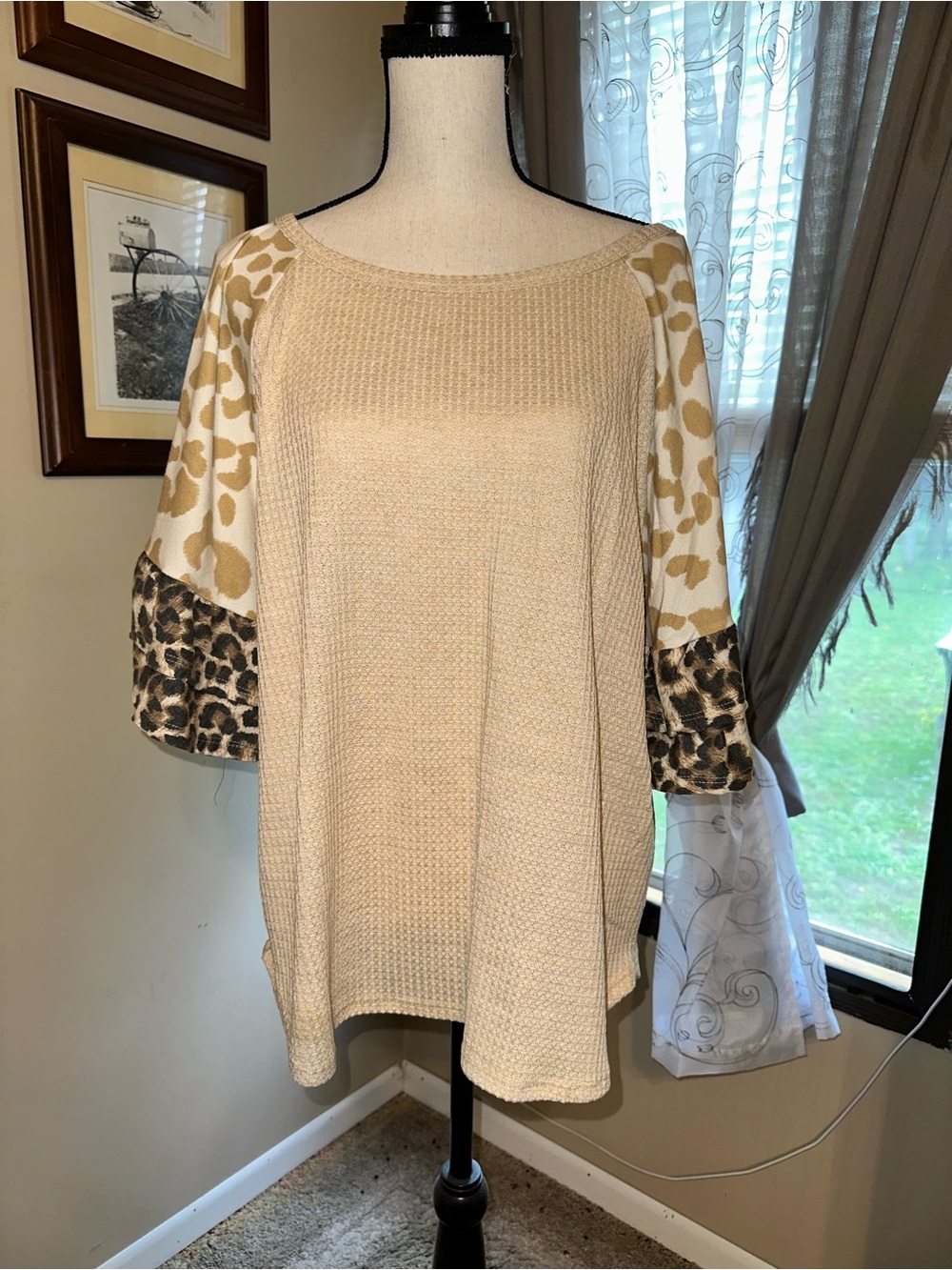 BiBi Cream Waffle Knit Top